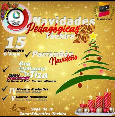 Gran Parrandón Navideño Zona Educativa Táchira #ConlasManosenlaTiza #MuestrasProductivas #ConviteHallaquero participa este #15Dic. a partir de las 8:00 am <a href="/charlychaves/">Charly Rojas Chaves</a> @ZonaEducTachira @formacionzet @MPPEDUCACION <a href="/Funda_cenamec1/">Fundación CENAMEC</a>