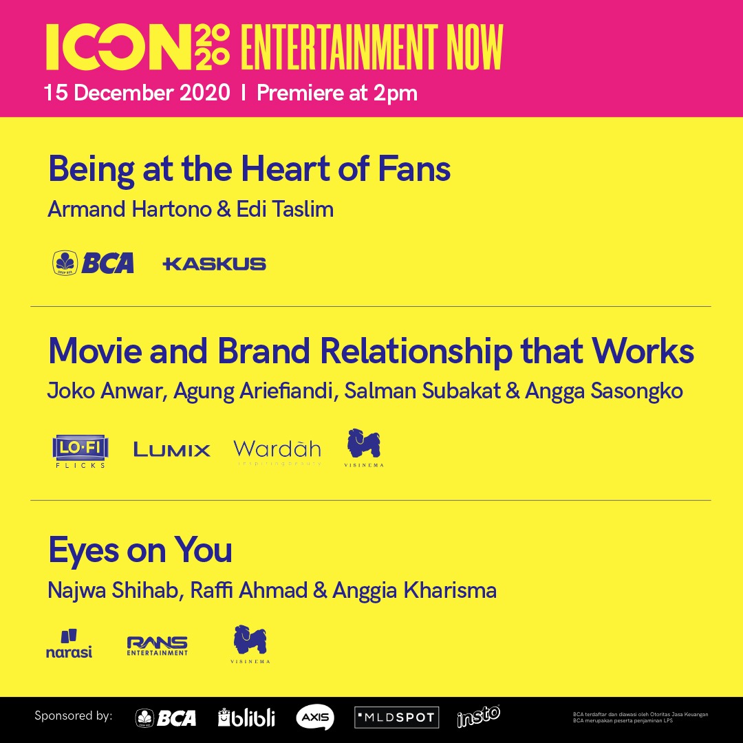 gdpventure's tweet photo. ICON2020 Day 2 brings you inspiration from the brand &amp; movie industries featuring Armand Hartono, Joko Anwar, Najwa Shihab, Raffi Ahmad and many more

Daily ticket available at https://t.co/KEJRwXSc5I
ICON 2020 will be streaming at Kaskus TV
and you can re-wind anytime for 7 days https://t.co/otJRd0ENrc