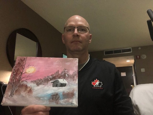 WorldJuniors's tweet photo. It's true... a Bob Ross paint night in Red Deer quarantine revealed some artists in our midst! 🎨

The top 4 (as determined by an official #WorldJuniors team bracket challenge, of course) ⬇️ https://t.co/MxKmpmO8Tx