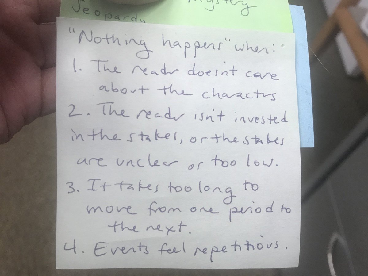 And good plotting advice: When it feels like nothing is happening in a novel, it’s usually for one of these four reasons.