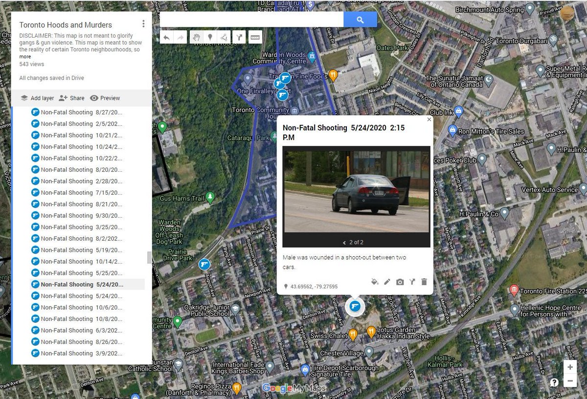 When you click on a shooting, it will give a description on what occurred, if media reported on it. Unfortunately, over 55% of the shootings weren't reported on by any news media, including  @TPSOperations . If we exclude TPSOperations, the ration is even worse.