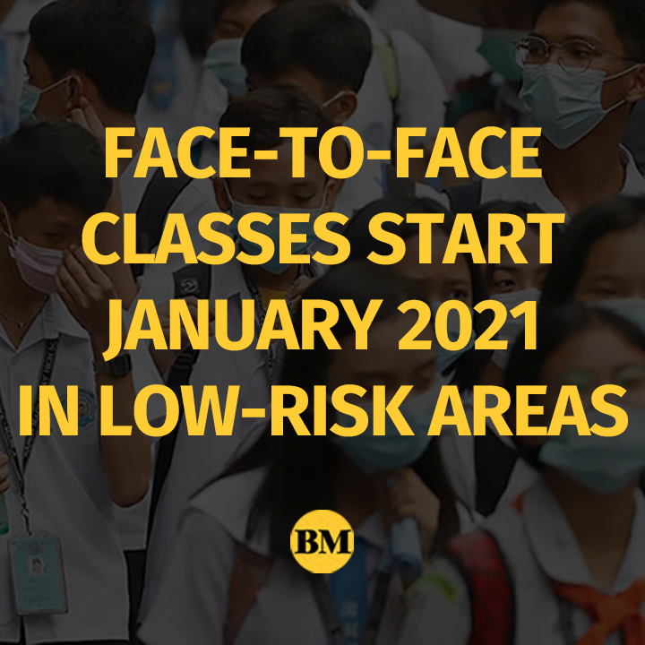 BusinessMirror's tweet image. President Rodrigo Duterte allows face-to-face classes in low-risk Covid areas starting January 2021.

Read more: bit.ly/Face2FaceClass…