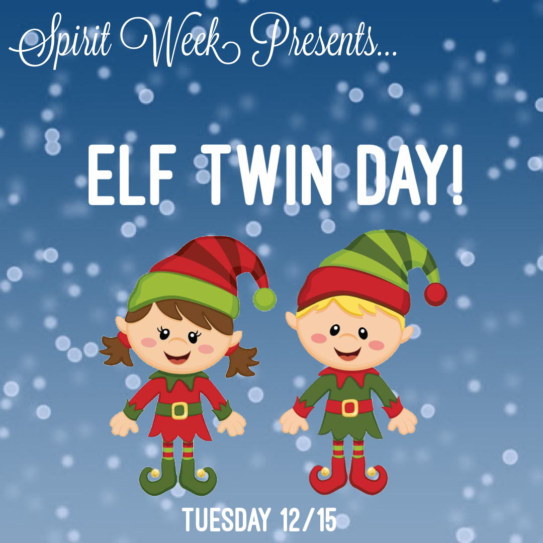 CarlsbadDance's tweet photo. Tomorrow’s spirit day is Elf Twin Day! Wear matching clothes with a buddy (or group!) to show your holiday spirit!👯‍♀️
#twinning #LetsTakeAnElfie https://t.co/vssdJa8VP2