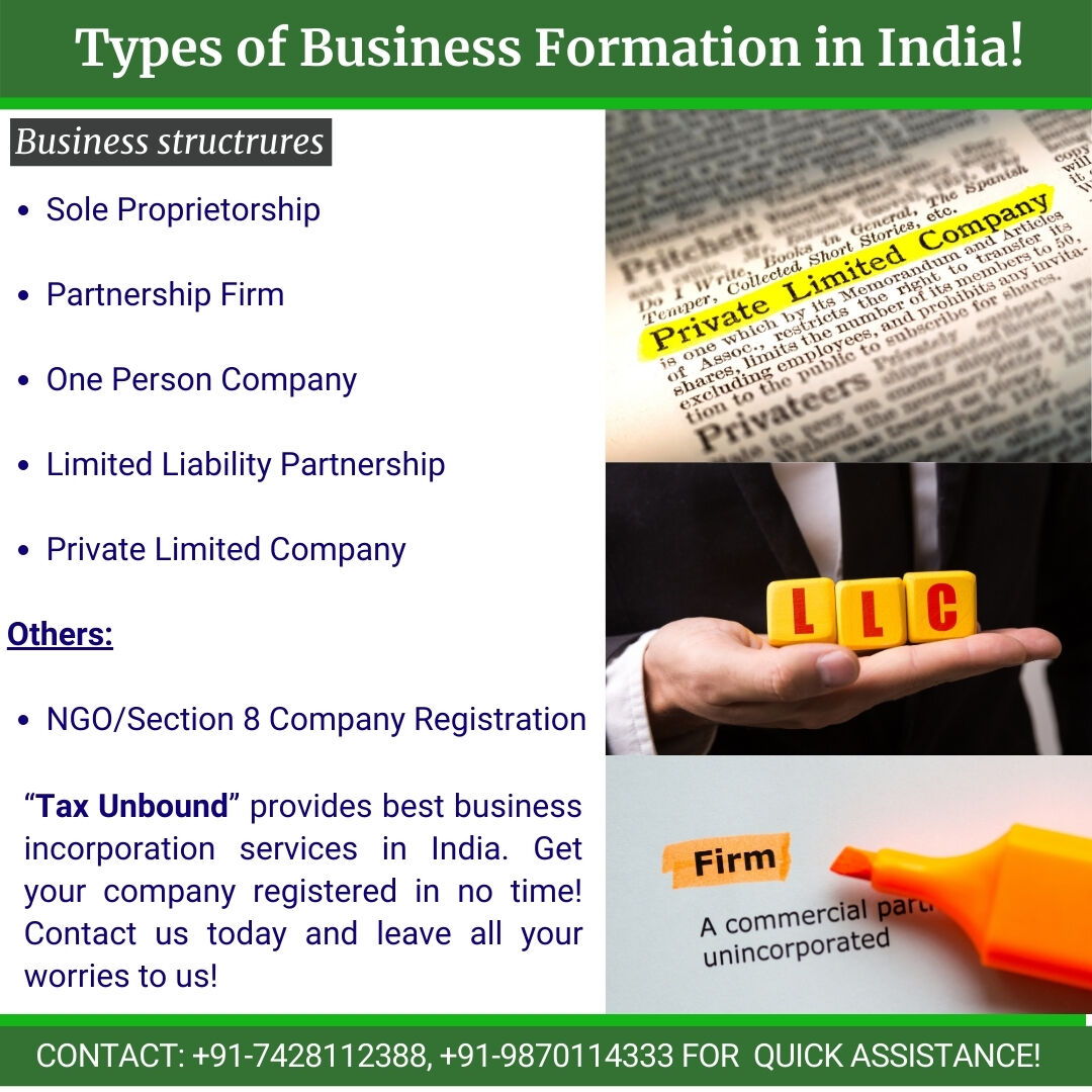 Tax Unbound Explore Different Types Of Business Incorporation Structure In India 𝗖𝗼𝗻𝘁𝗮𝗰𝘁 𝟵𝟭 𝟳𝟰𝟮𝟴𝟭𝟭𝟮𝟯𝟴𝟴 𝗳𝗼𝗿 𝗮𝘀𝘀𝗶𝘀𝘁𝗮𝗻𝗰𝗲 Pvtlimitedcompany Incorporation Msme Llp Startupincorporation Iec