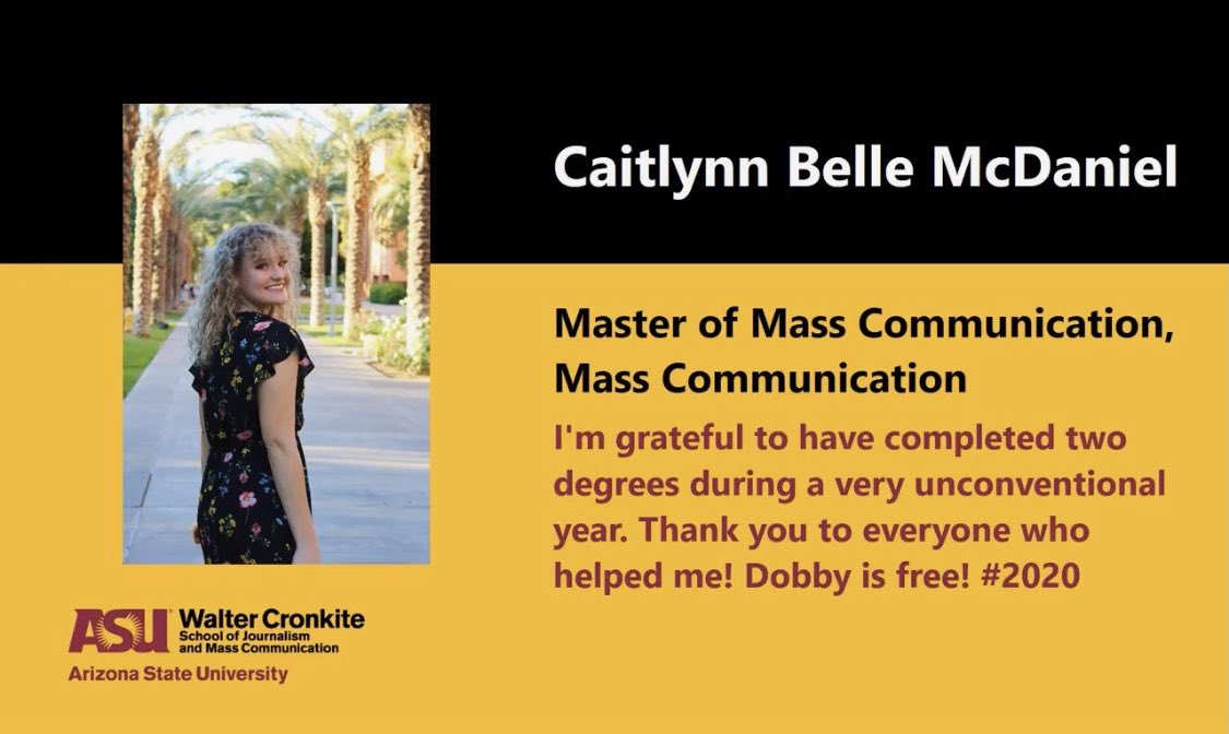 Caitlynn_McD's tweet photo. One master’s degree in Mass Communications ✔️ https://t.co/Drc4a3l0Y8