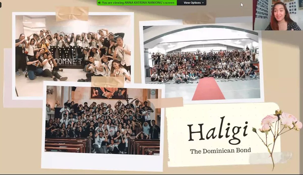 domnetustshs's tweet photo. Happening Now: Guest speaker, Ms. Ysabella Tricia Alcazar, former DOMNET UST SHS President, is delivering her talk with its title βHALIGI: The Dominican Bondβ
#DOMNET #HALIGI2020 π‘ https://t.co/VZSKF8aFEY