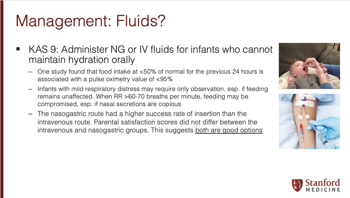12/ A common reason for hospitalization for children with bronchiolitis is not only respiratory distress but also dehydration. Ever wondered whether NG or IV fluids were more popular? Both had equivalent parental satisfaction scores and are great options!