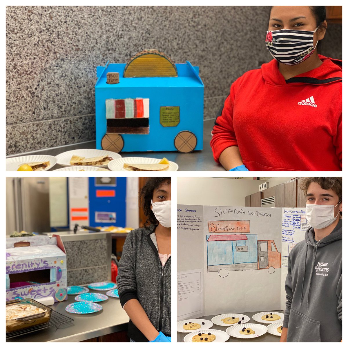 FHScooks's tweet photo. Global Food Truck culminating project for Foods II. Students researched food trends, created a business concept using the Lean Canvas Model, utilized publishing apps, and executed one of their recipes! #proudteacher #fhscte #theyarelearning @CteBurke @BurkeCoSchools https://t.co/VCUmv8exsQ