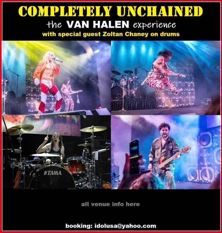 JulianSimonelli's tweet photo. Next Saturday will be jamming w/ #CompletelyUnchained Ultimate Van Halen Tribute with special guest on the drums #ZoltanChaney ( Vince Neil/ slaughter). Gonna be off the chains.. Dania Casino 8:00pm.. https://t.co/cswlMreH8u
