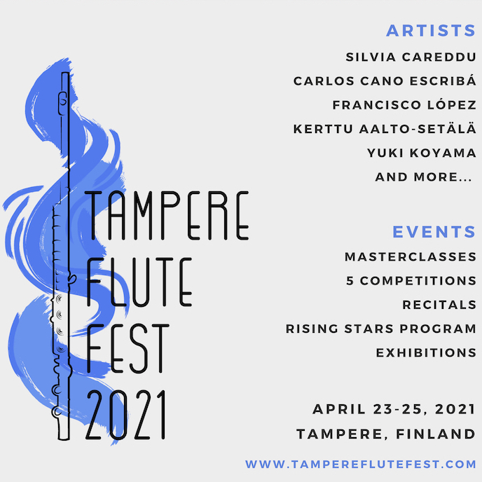 @tampereflutefest 2021 s’apprête à accueillir des flûtistes du monde entier à l’occasion d’un des événements les plus attendus de l’année - du 23 au 25 avril 2021. A ne pas rater !
tampereflutefest.com