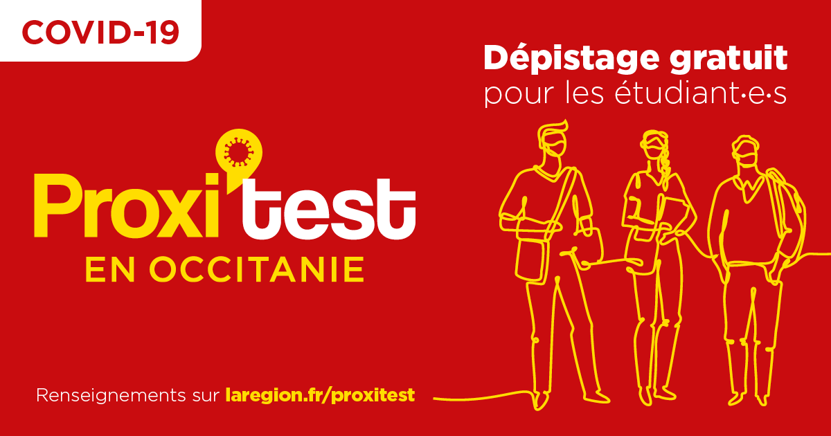 Occitanie's tweet photo. Les #étudiants peuvent se faire tester gratuitement dans leur cité universitaire 😷
Dans le cadre du programme #Proxitest, la #Région, l'@ARS_OC et la @CroixRouge organisent des opérations de dépistage jusqu'au 18 déc.
Toutes nos aides➡️https://t.co/AVNMs3MoQe
_
@CaroleDelga https://t.co/felx63P8aE