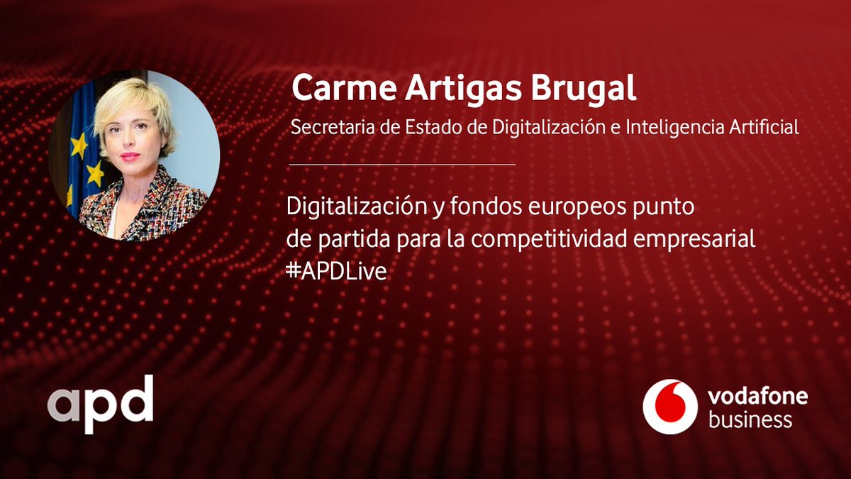 VodafoneEmpresa's tweet photo. Comenzamos la mañana en #APDLive, analizando con @APDasociacion, @carmeartigas @SEDIAgob y @DJimenezMunoz, la “Digitalización y fondos europeos” como nuevo punto de partida y reimpulso de la competitividad empresarial de nuestro país

➡️ https://t.co/vMuTjznjXi https://t.co/72Y8NJleni