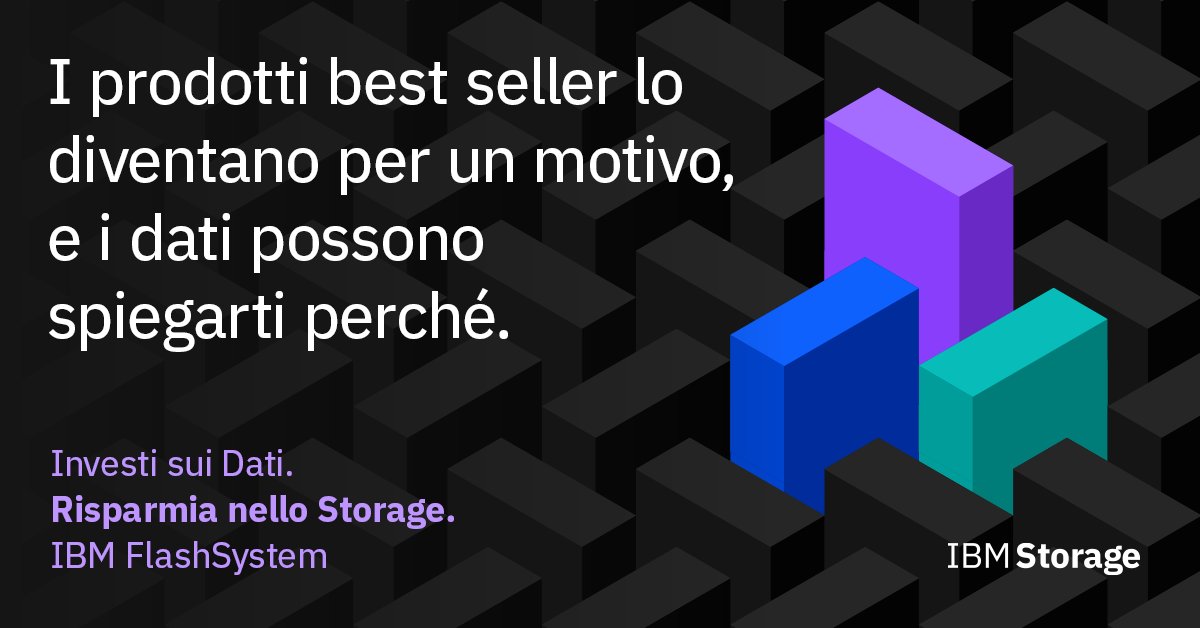 Investi sui Dati. Risparmia nello Storage. 
Scopri di più su channelcoach.it o scrivi a info@channelcoach.it

#IBMFlashSystem #IBMStorage