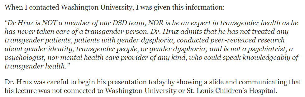 According to this report, Professor Hruz's own university entirely disavows his notional expertise in the field ( https://planettransgender.com/trans-community-confronts-dr-paul-w-hruz-who-puts-pulpit-over-patient-care/) but that did not stop the Divisional Court from placing considerable reliance on it.
