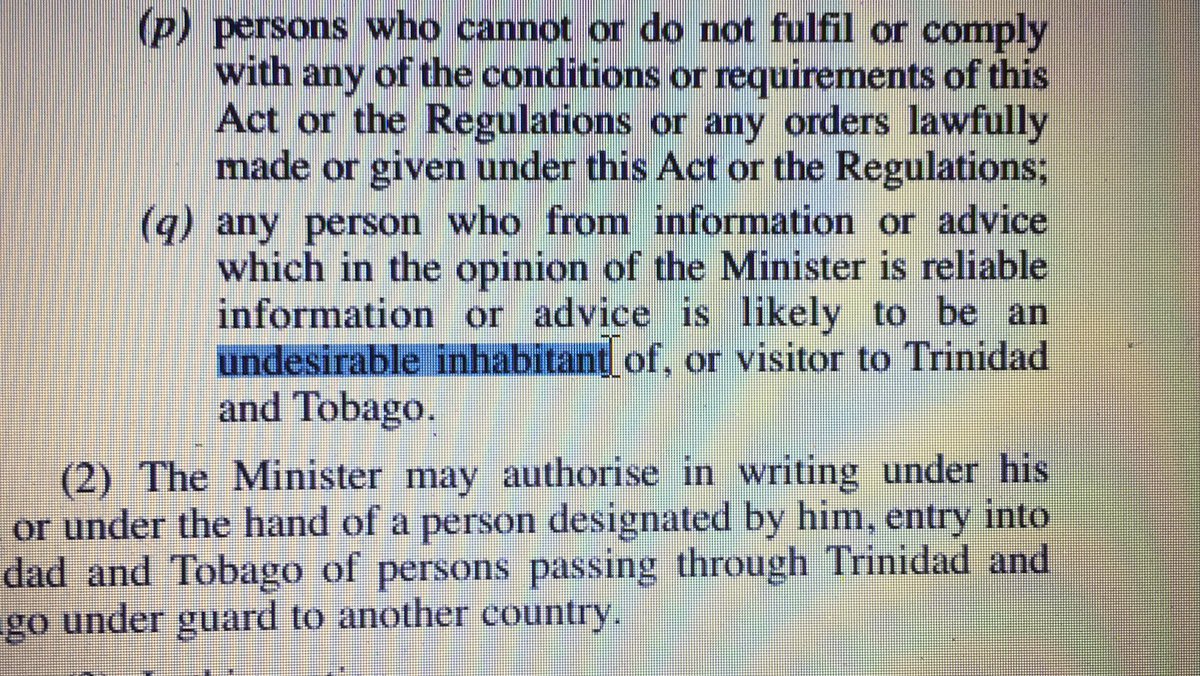 Finalmente, no permiten la entrada o prohiben la permanencia de cualquier persona que sea habitante indeseado para la isla (y esto puede ser algo muy subjetivo a falta de detalles).(Art. 8 1-q).