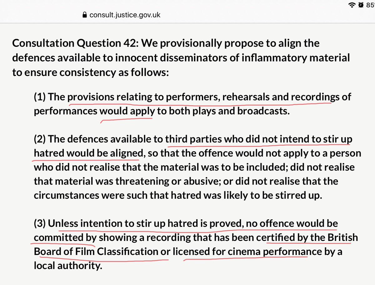 Exemptions for theatre , films etc are proposed. But social media are only proposed to be “criminally liable” in some circumstances. Women are already banned , taken to court for stating biological facts on here. What could possibly go wrong?