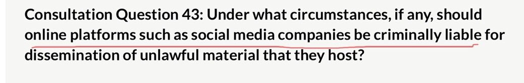 Exemptions for theatre , films etc are proposed. But social media are only proposed to be “criminally liable” in some circumstances. Women are already banned , taken to court for stating biological facts on here. What could possibly go wrong?