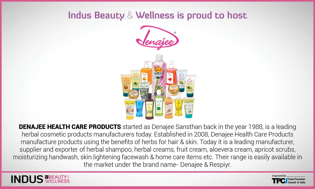 BeautyIndus's tweet photo. Meet the manufacturer &amp; exporter of herbal cosmetic products, Denajee Health Care Products LIVE @ Indus-Beauty &amp; Wellness. 

To participate, 
Contact: +91 8178533037; +91 8882707757
@DoC_GoI @indusfoodshow @TPCI_ @MOFPI_GOI https://t.co/JyKa2adg4c