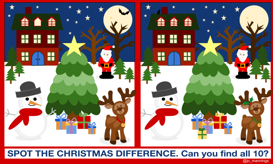 It's amazing what you can do with a few shapes. See if you can spot the differences in the pics below designed completely with lines &amp; shapes. Make a copy here: bit.ly/34uGy6P
Next time you use #slides/#drawings try shortcut Option &amp; arrow keys to rotate objects.
#stcbh