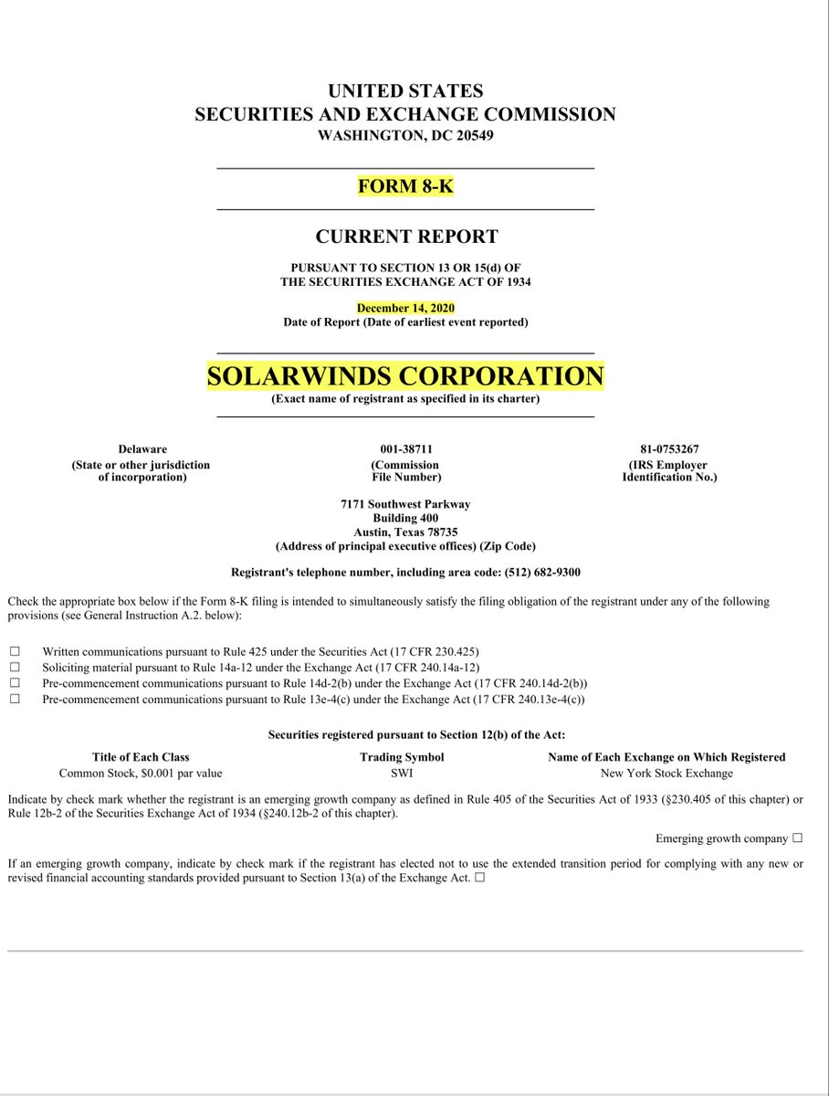 OH MY DUCKING GODNO just NOthis is why SEC filings are mandatory reading“...Based on its investigation to date, SolarWinds has evidence that the vulnerability was inserted within the Orion products and existed in updates released between March & June 2020...”FORK this is BAD
