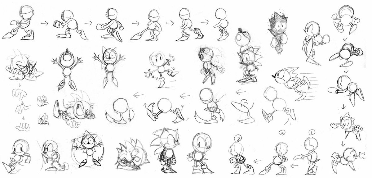 Concept art for the original SONIC THE HEDGEHOG (1991) game by its creator, Naoto Ohshima, and Hirokazu Yasuhara.