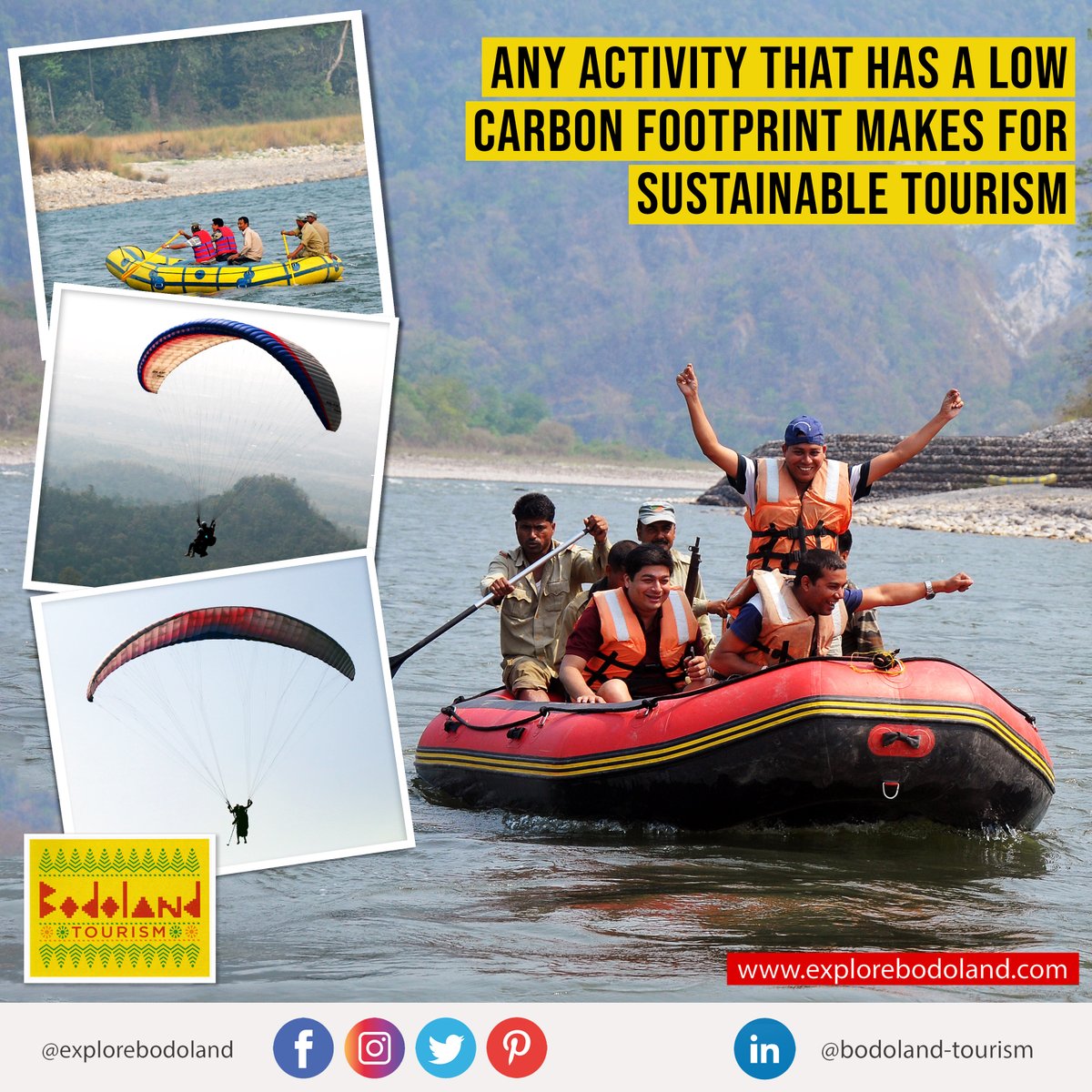 explorebodoland's tweet photo. Bodoland Tourism has initiated many environment-friendly activities like River Rafting and Paragliding, which encourage the Sanctuaries to be self-sufficient.

#Naturepreservation #Naturepreserve #Naturelovers #Ecotourism #Ecofriendly #Ecosystem #ExploreBodoland #BodolandTourism https://t.co/suVTUtKVAu