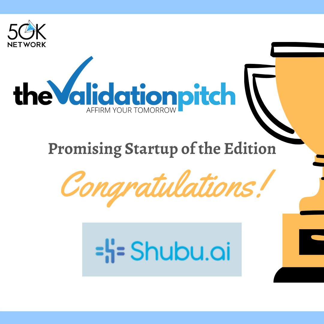 50knetwork's tweet photo. We are pleased to announce that @Shubu.AI has been nominated to be one of the most promising startups of this edition. Shubu is an AI-driven, Voice based Electronic Record Platform for doctors.

Wishing the team great success for the future!
#healthcare #ai #digitalhealth #iot https://t.co/kFcNYCUprT