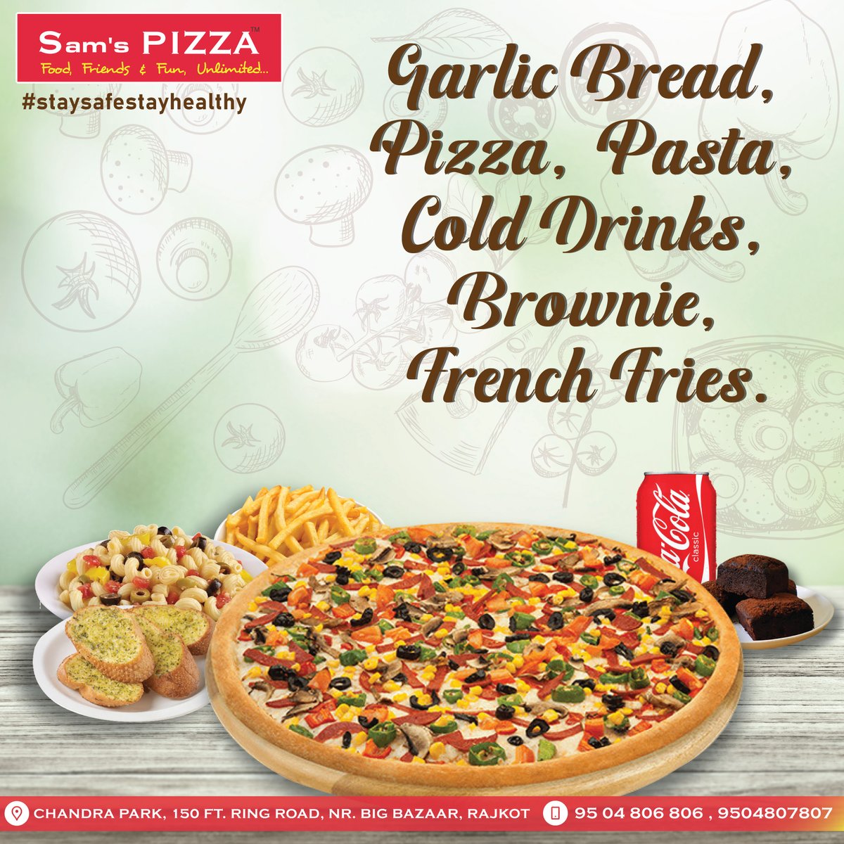 Samspizzarajkot's tweet photo. Enjoy Delicious foodstuff :
1. Garlic Bread 
2. Pizza
3. Pasta 
4. Cold Drinks
5. Brownie
6. French Fries 

*Varieties will be available in each categories *

Order delicious pizza with Zomato....📱🛵

#samspizzarajkot 

#foodbossindia #pizza #cheese #foodbeast #paneer #pizzalove https://t.co/Mdsz3Gx21E