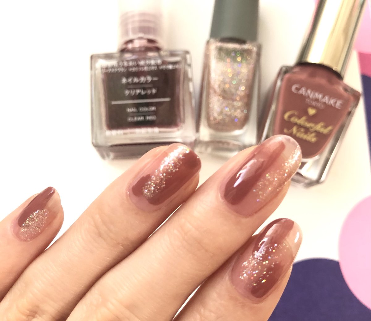 Walisa 無印良品ネイルカラークリアレッド ネイルホリックリミテッドカラーpk870 キャンメイクカラフルネイルズn43ラズベリーガナッシュ ラフな雰囲気のネイルにしました キラキラつやつやかわいい