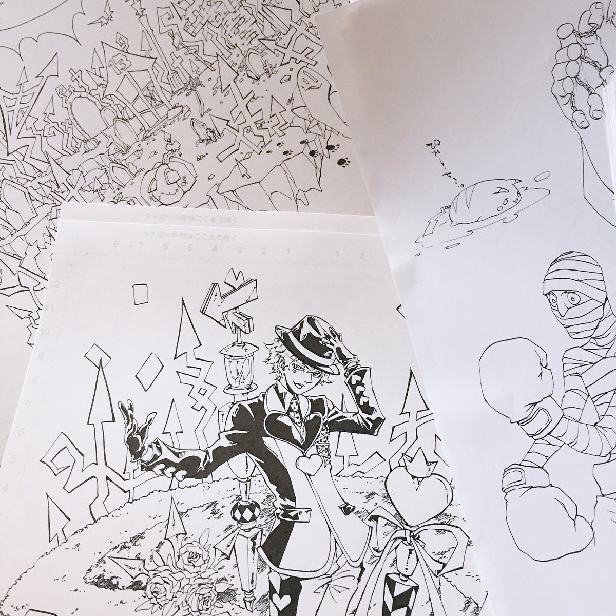 ハンター全キャラ分で40枚あった!そして当時描いたジャックハートの線画も出てきたぞ。やったね! 