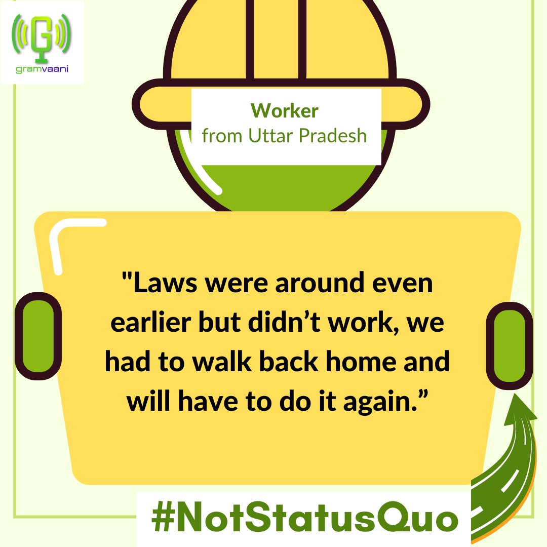 GramVaani's tweet image. #Workers are disillusioned by laws, whether it is the old code or the new code;  laws have never stood up for them #NotStatusQuo
Read about our survey for more details: tinyurl.com/GVPostLockdown…
tinyurl.com/GVPostLockdown…