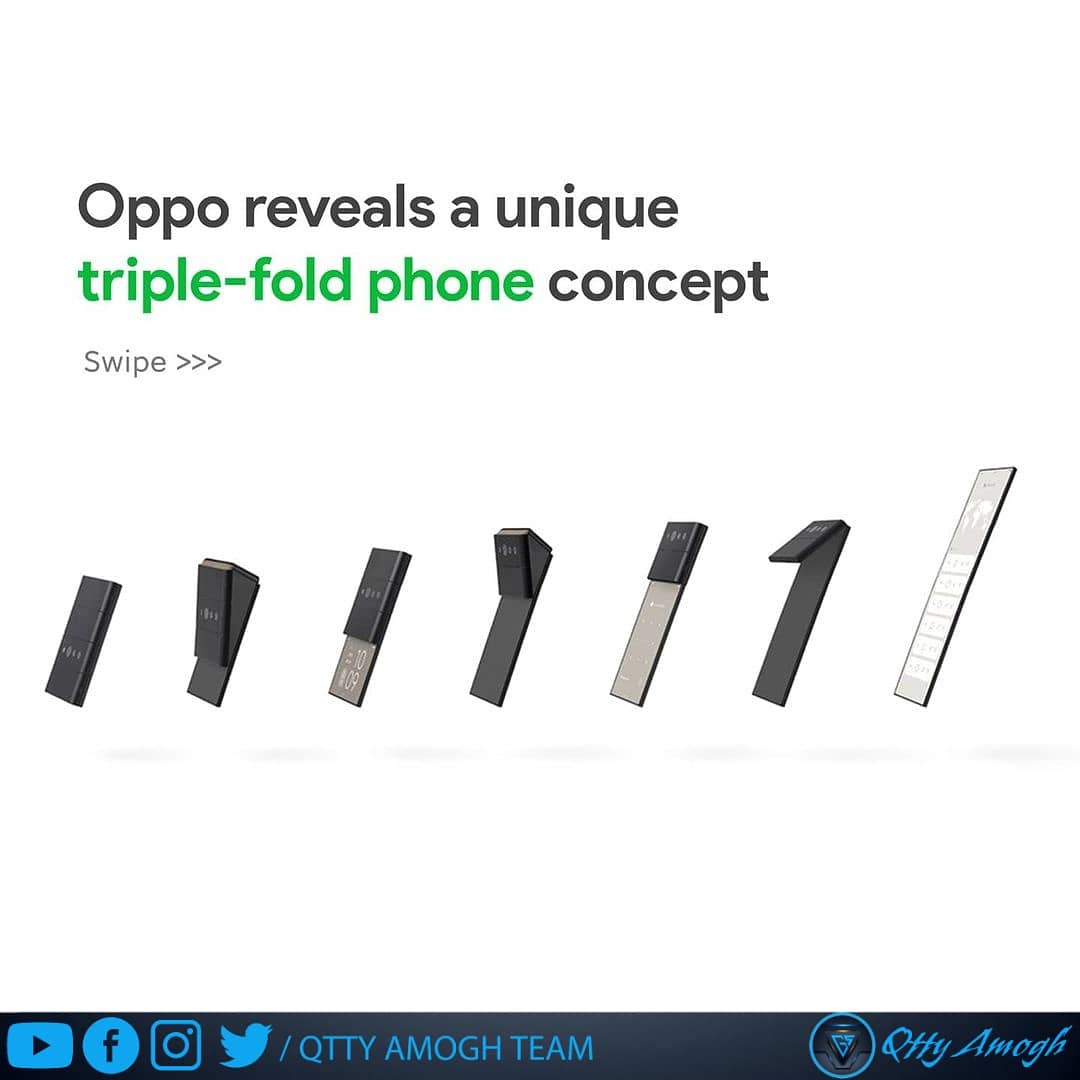 GN4k_p's tweet photo. Oppo has teased a multi-fold phone concept that has been made in collaboration with a Japanese design studio called 'Nendo'.
.
The concept folds 3 times with a one-thumb operation.
.
#Oppo #triplefold #oppoxnendo #multifold #tech #futuretech #concept https://t.co/qyyUpY5e63