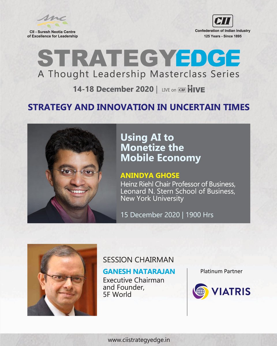 CIIKOLCOE's tweet photo. Learn how to Leverage Cutting-edge AI and the Mobile Economy at StrategyEdge 2020 #strategyedge #AI #ArtificialIntelligence #MachineLearning
@aghose
@GaneshNatarajan https://t.co/nKgG57189D