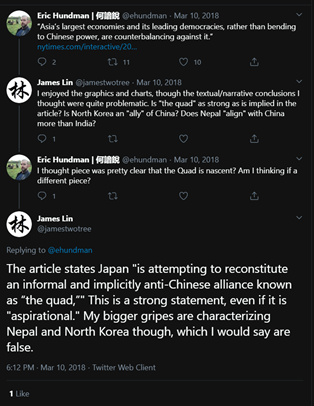 14/ James also gets pretty touchy when you say anything about Japan doing anything remotely aggressive in the present day