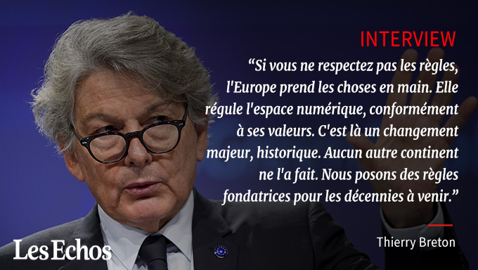 LesEchos's tweet photo. INTERVIEW @ThierryBreton : « Nous allons réguler l'espace numérique » ⤵️

 https://t.co/1xMCpyw3l7 https://t.co/aLqyFO7eiM