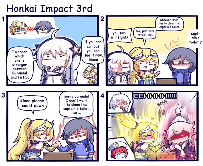 ⭐️⭐️ [Honkai Daily] ⭐️⭐️

Gold Durandal versus Fu Hua! Who's stronger?

Special thanks to our fan artist  @MarinLiekuriva for the lovely 4-Koma manga~~

#HonkaiImpact3rd #miHoYo 