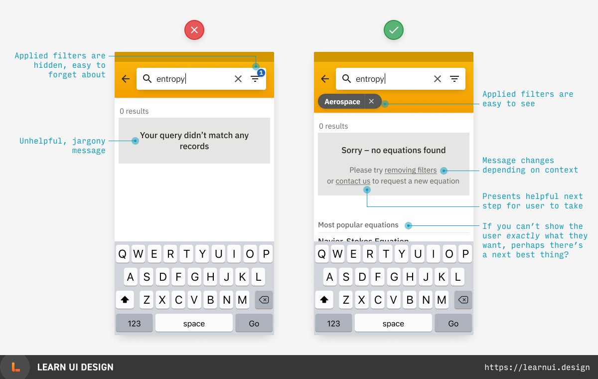 Erik D Kennedy Pro Tip Make Sure Your No Results Screens Present Helpful Options Forward For The User Why Are There No Results Did They Make A Typo Leave
