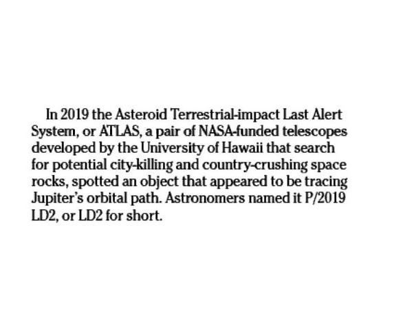 Sam6869's tweet image. A ‘Front-Row Seat’ to the Birth of a Comet [LD2] nytimes.com/2020/12/03/sci… #BuildTMT #Hawaii #WeSupportTMT #ImuaTMT #TMT #Maunakea #WeAreMaunakea #HINews #HNN #astronomy #science #Astrophysics  #LD2 #comets #HIGov #HILeg