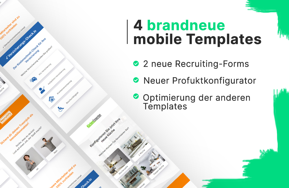 Wir haben gestern die mobile Landingpage-Templates erneuert!🤩 Es sind dabei zwei neue Recruiting Forms entstanden und ein neuer Produktkonfigurator. Die restlichen Forms wurden ebenfalls optimiert! 

#LeadGeneration #marketing