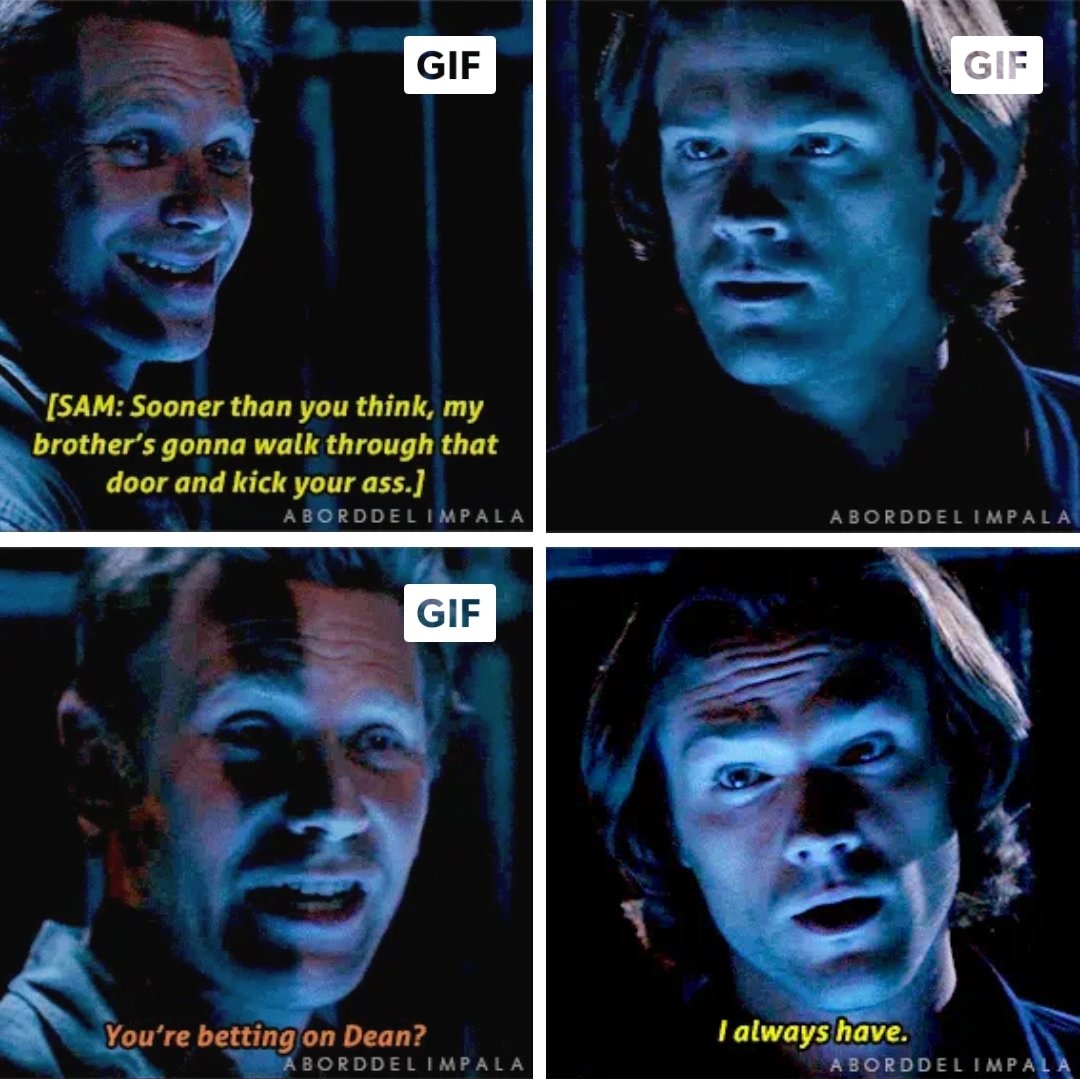 - ты всегда ставишь на брата?- давай поступим проще: ты скажешь волшебное слово, или твой брат умрёт.смотрите, как Люцифер угрожает смертью самого любимого человека в жизни Сэма.