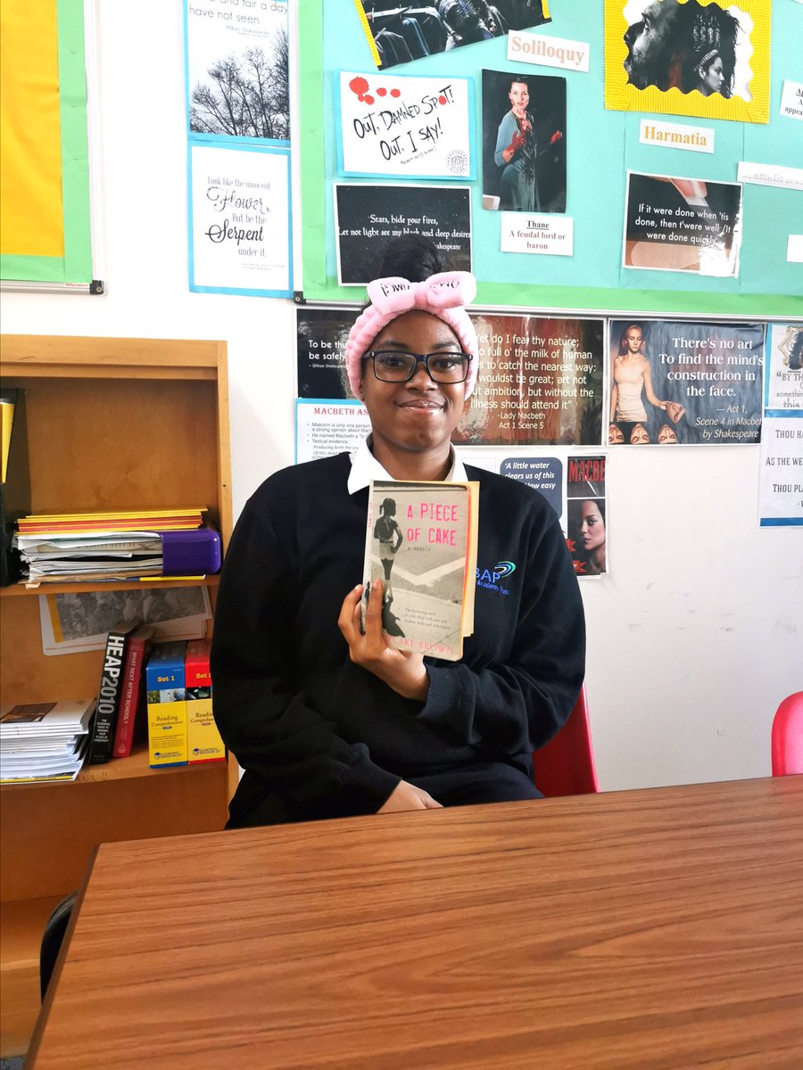 Hats off to our lovely Yr 11 “T”who is reading “A Piece of Cake” by Cupcake Brown as her chosen text. She is making a sterling effort to ensure she achieves the highest mark in her forthcoming assessments. “It’s ok to be afraid it not ok to let fear stop u” <a href="/THECupcakeBrown/">Cupcake Brown</a>