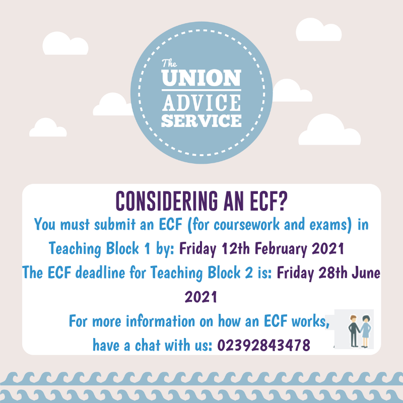 Want to know what an Extenuating Circumstances Form (ECF) is? Perhaps considering submitting an ECF? Why not contact the Advice Service at buff.ly/3jCCsOE and we can help you through the process.