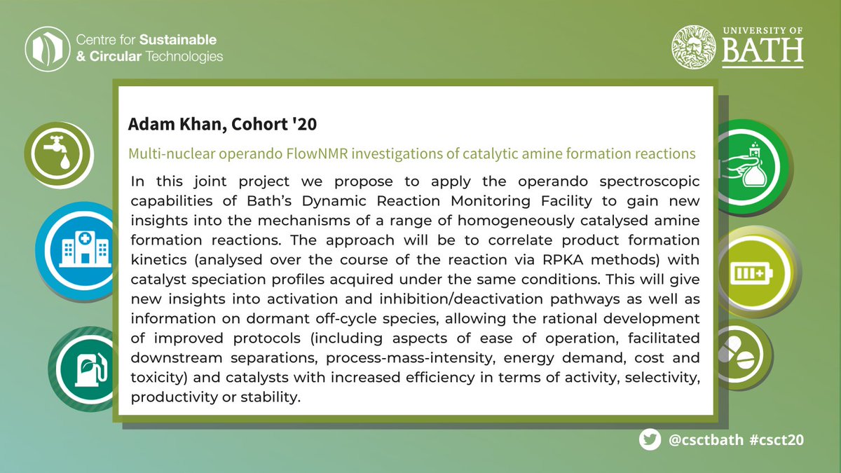 csctbath's tweet photo. Research from our #phd students in Cohort 20:
#11 is @Khanosaurus
#csct20 #academictwitter #flownmr #amines #chemtwitter https://t.co/SYZlwL8RPR