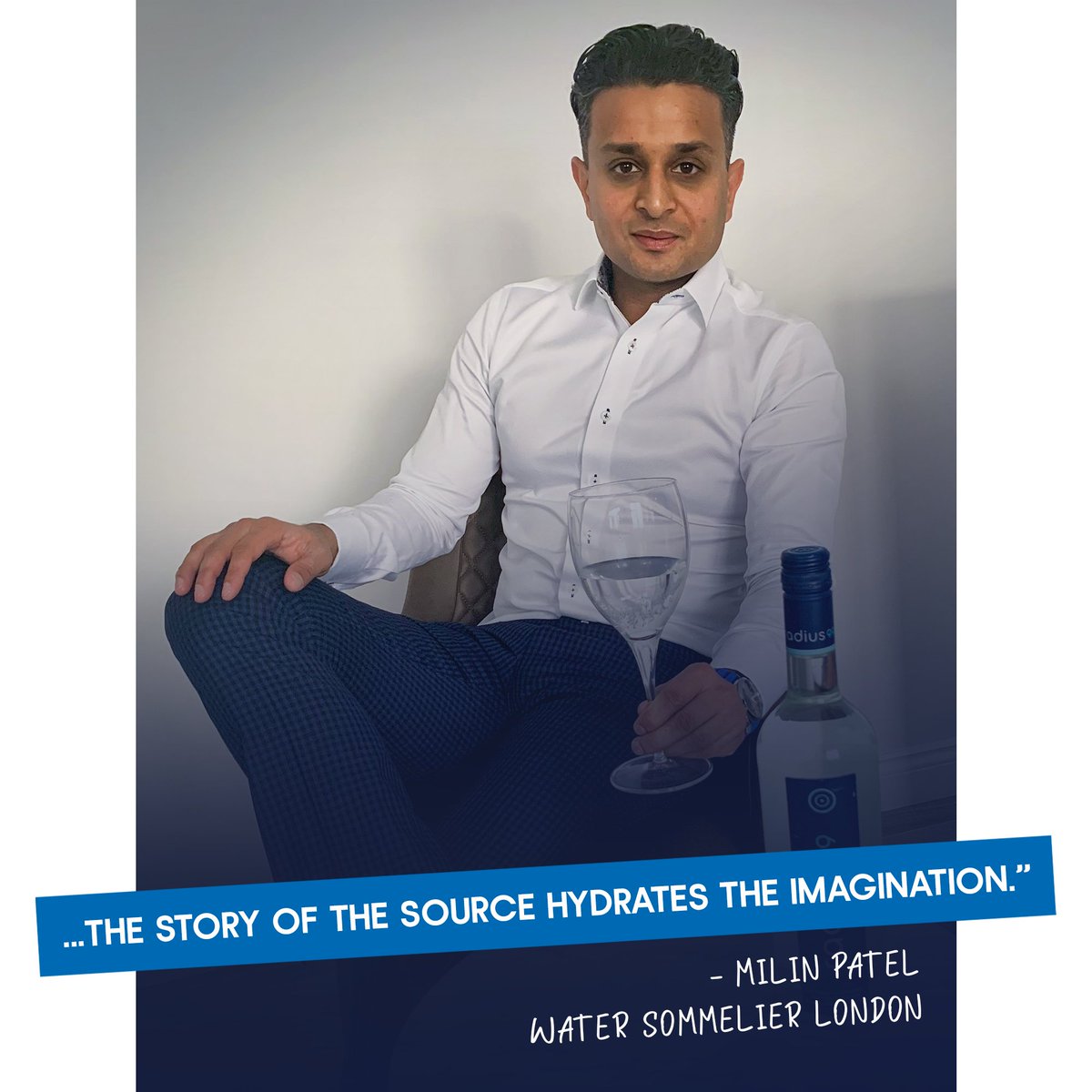 radius99_'s tweet photo. “Ein samtig weiches Geschmackserlebnis 😌 und eine inspirierende Geschichte.” So beschreibt der Londoner 🎡🏦 Wassersommelier Milin Patel unser Quellwasser. https://t.co/dxygZLo4Bp