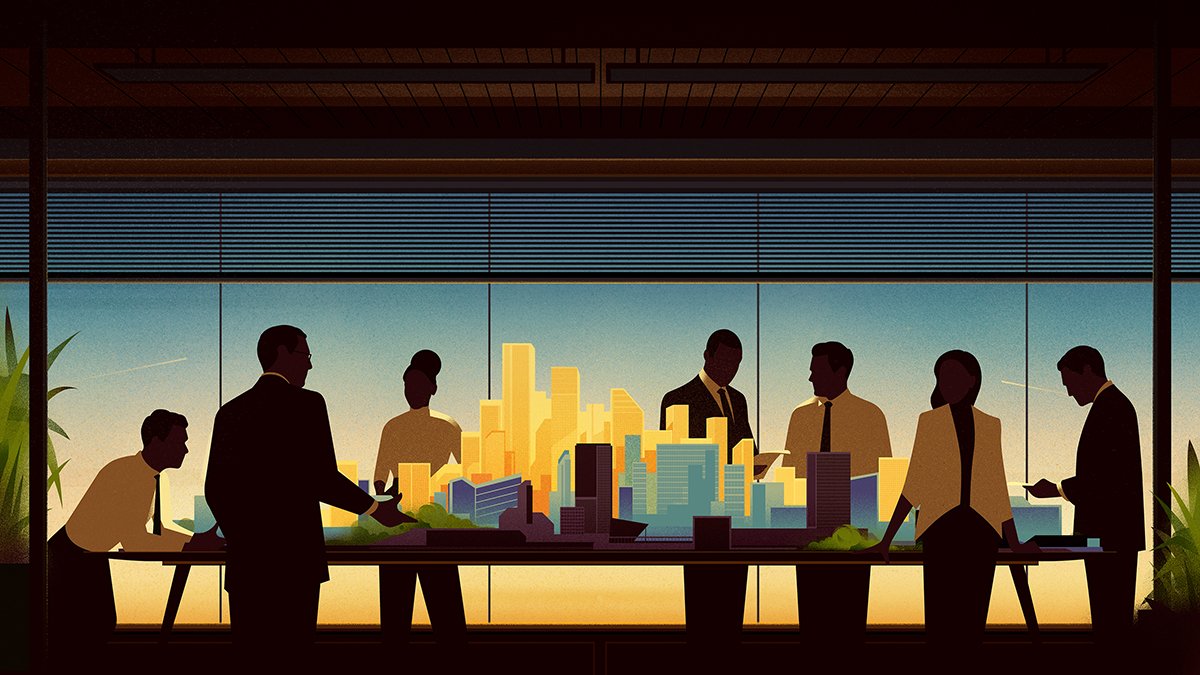 Commissioned by <a href="/modusmagazine/">MODUSMAGAZINE</a>, <a href="/_tompeake/">Tom Peake</a> created this stylish, atmospheric illustration to accompany their online feature on how business owners can plan their long-term resilience to the pandemic. 🪙