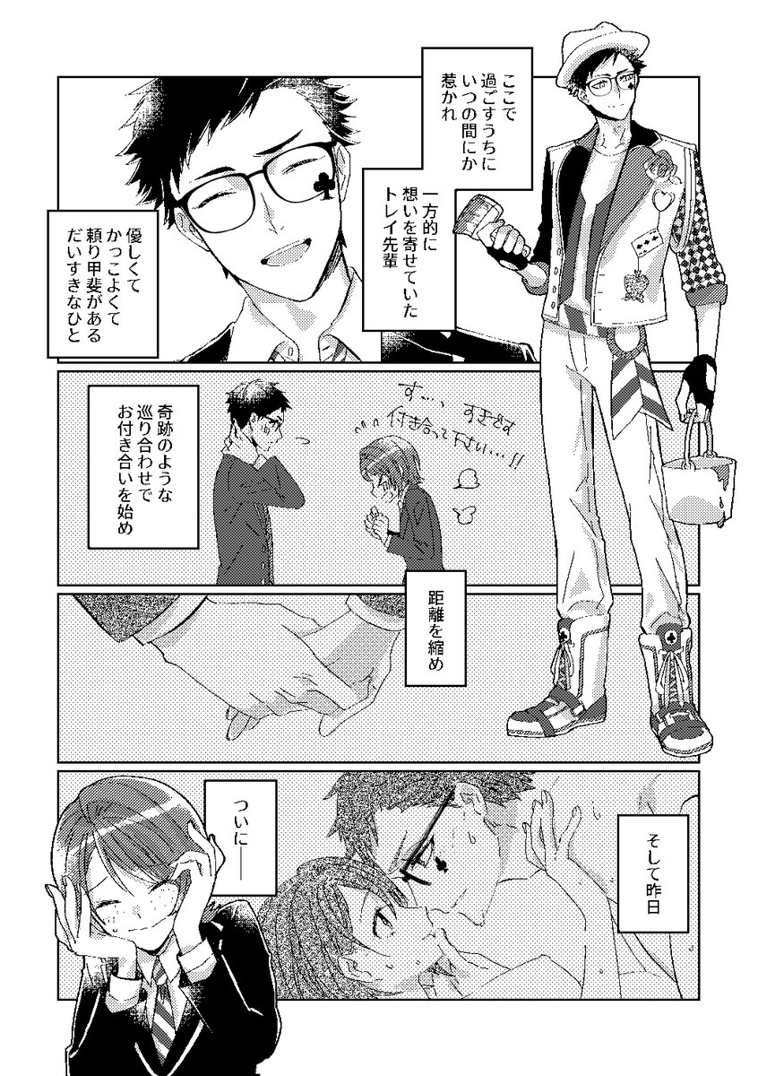 1月新刊案内③ トレ監♀が初夜を終えたあとちょっとしたことですれ違いになるけどちゃんと仲直りして2回目をらぶらぶに致しちゃう本です。他の一年生と三年生もちょっと出てくる https://t.co/BnfAoKzysB 