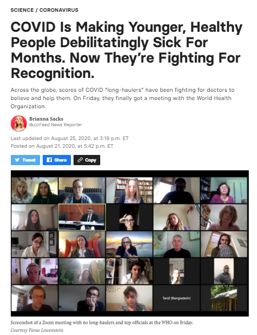 3- Réunion avec l’ @WHO afin de présenter les objectifs de la communauté de malades, qui a abouti à la reconnaissance du Covid Long par l’OMS .