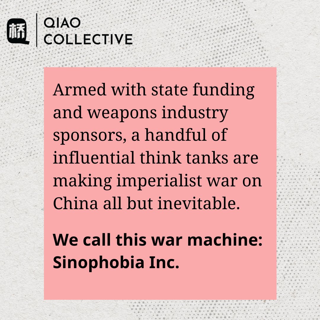 How the US is Manufacturing Consent for War on China:Western governments & weapons corporations fund think tanks like ASPI to make propagandaMedia like the NYT cite these think tanksThese govs & corps profit from the ensuing warREAD ↠  https://qiaocollective.com/en/articles/sinophobia-inc