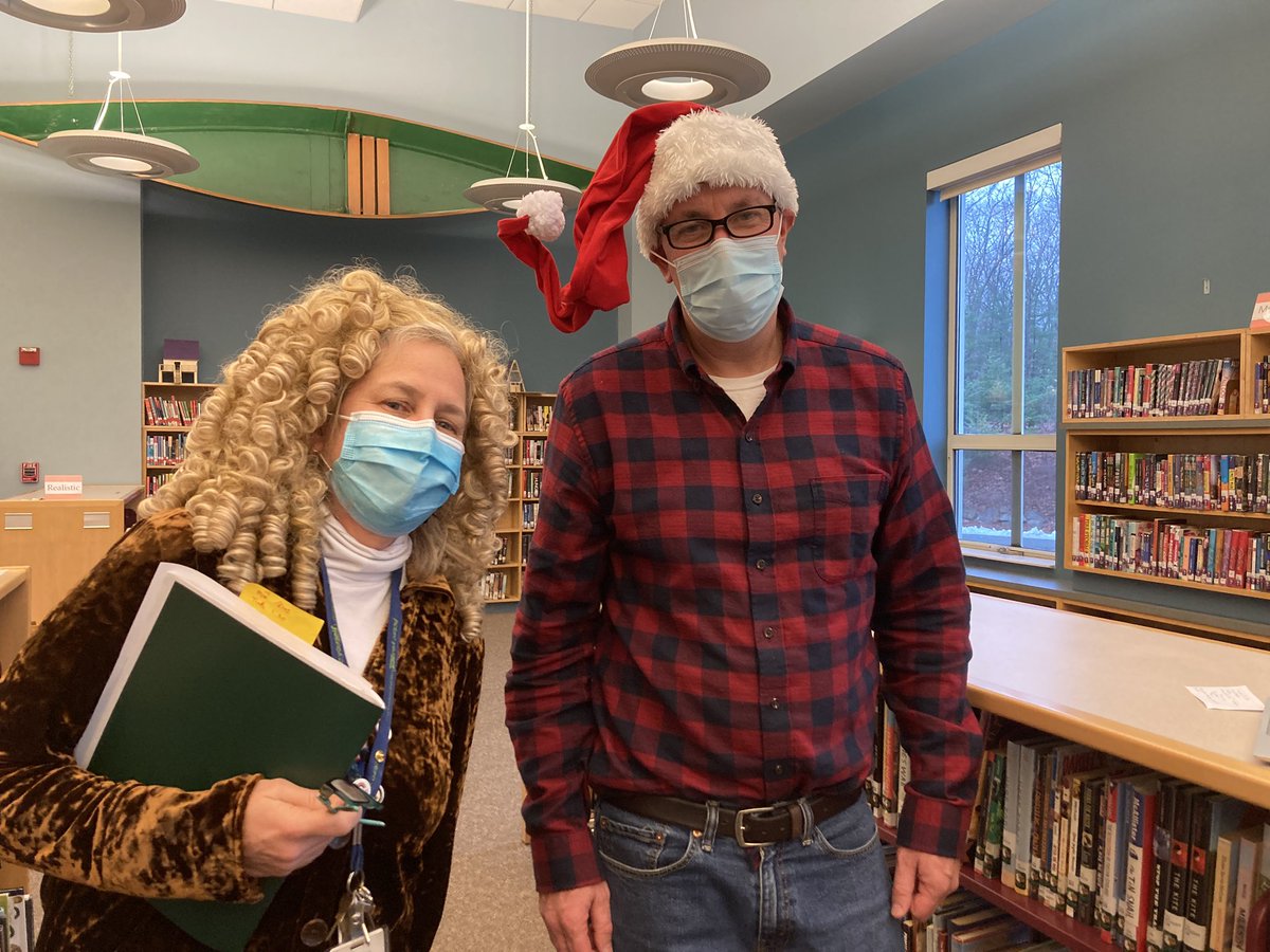 It’s Spirit Week at Wood Hill &amp; Dr Croteau &amp; Mr Bucco don’t disappoint when celebrating Crazy Hair &amp; Hat Day! #weareandover