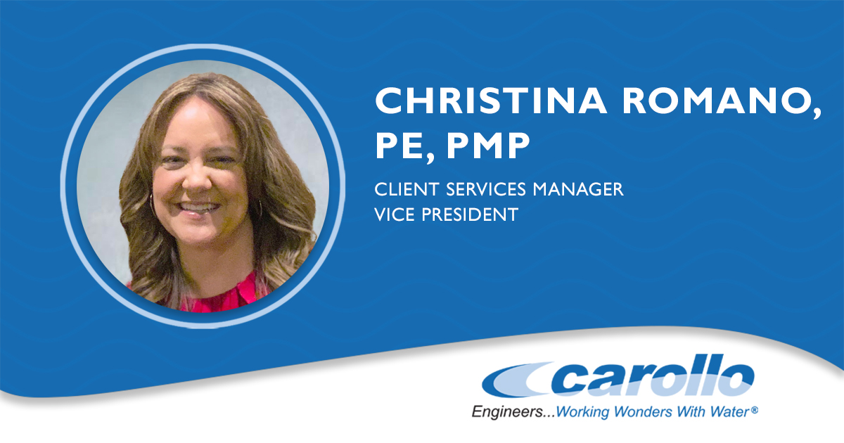 CarolloTweets's tweet photo. Christina Romano has joined Carollo! Christina is a civil engineer with more than 25 years of program management and engineering experience. From 2012 - 2018, she was a project manager for Regional San’s EchoWater Project, a $1.7 billion WWTP upgrade program. Welcome, Christina! https://t.co/UzJwxO1Ssg